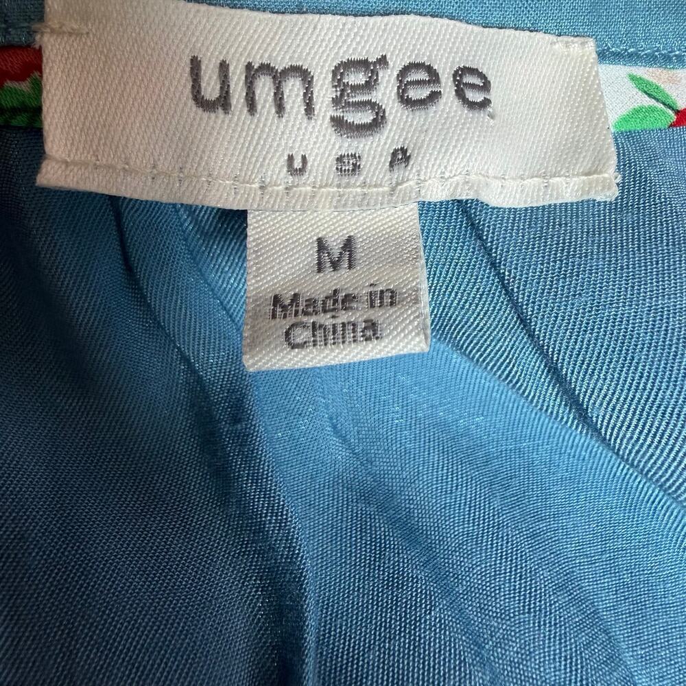 Umgee Blue Shimmer Button Front High Low Shirt Dress Women's M - Picture 4 of 11